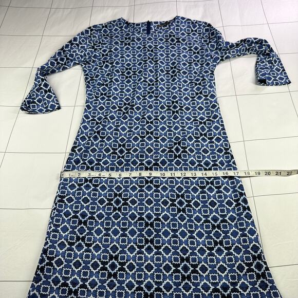 J. McLaughlin Dress Womens Small Blue Sophia Geometric Shift Catalina Cloth Work - Picture 8 of 9